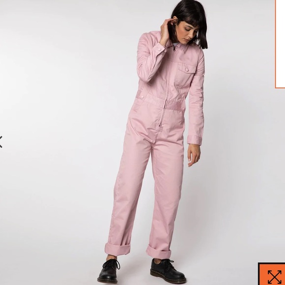 M.C. Overalls Pink Short Sleeve Collard Overalls sz S - Picture 1 of 10